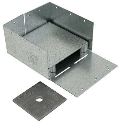 Adjustable Post Base, 1 In. Stand Off Ht., 16-Gauge Steel, 6 x 6 In.