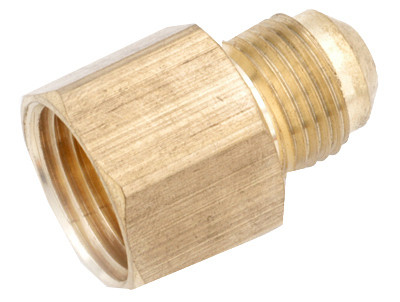 Pipe Fitting, Flare Connector, Lead Free Brass, 1/4 Flare x 1/4 In. FPT