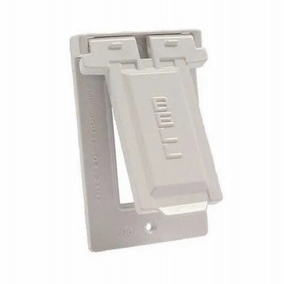 1-Gang Weatherproof Flip Cover, Vertical, GFCI, White