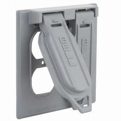 2-Gang Weatherproof Flip Cover, Two Duplex, Gray
