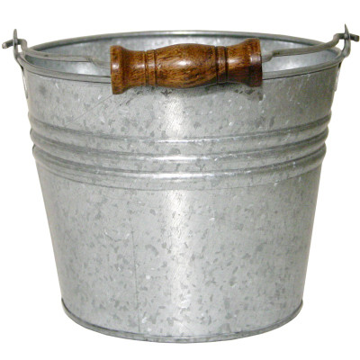 Planter With Handle, Banded Metal, Galvanized Metal, 6 In.