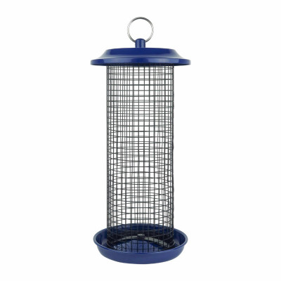 Mixed Seed & Peanut Bird Feeder, Metal Mesh, Blue, 2 Qt. Capacity