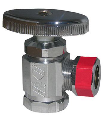 Pipe Fitting, Angle Stop Valve, Chrome, Lead-Free, 1/2 FPT x 1/2 In. OD Compression Outlet