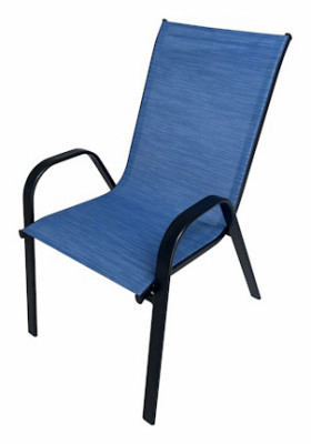 Patio Chair, Stackable, Steel, Navy Sling Fabric