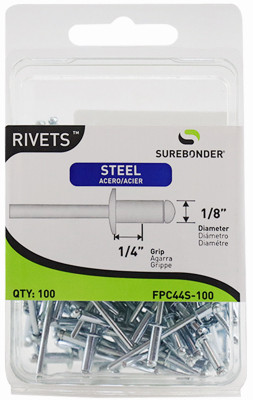 Medium Steel Rivets, 100-Pack