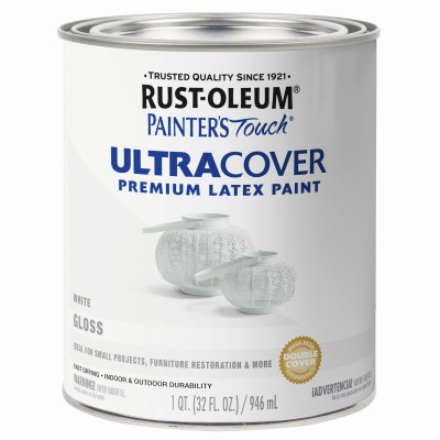Painter's Touch Gloss Premium Latex Paint, White, 1-Qt.