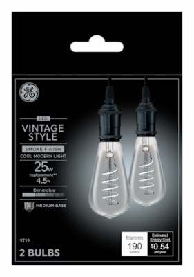 Vintage LED Bulbs, Smoke, 4 Watt, 190 Lumens, 2-Pk.