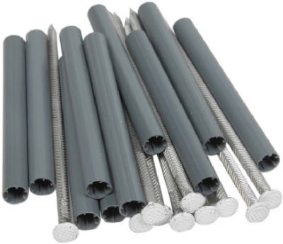 Gutter Spike & 5 In. Ferrule, White Aluminum, 7 In. 10-Pk.