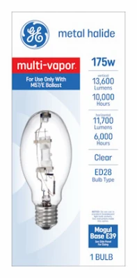 Multi-Vapor Metal Halide Light Bulb, Clear, 175 Watt