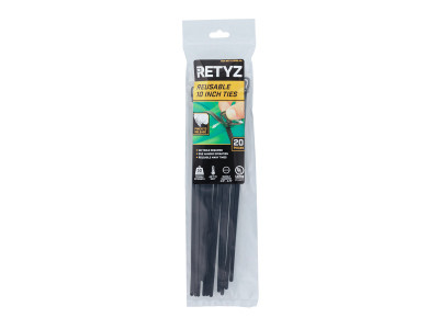 EveryTie Releasable/Reusable Cable Ties, Black, 10 In., 20-Pk.