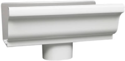 End Piece With 3 In. Drop For 5 In. Gutter, White Galvanized Steel