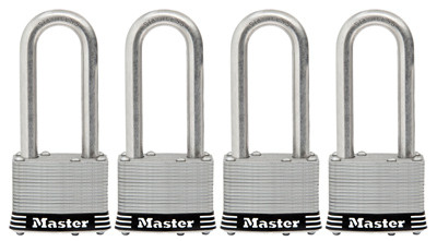 Keyed Laminated Padlocks, Stainless Steel, 2-In., 2.5-In. Long Shackle, 4-Ct.