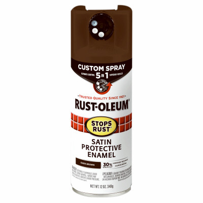 Stops Rust Custom Spray 5-in-1 Spray Paint, Satin Dark Brown, 12 oz.