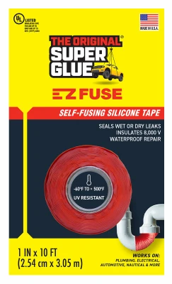 Super Glue E-Z Fuse Silicone Tape, Red, 1 In. x 10 Ft.
