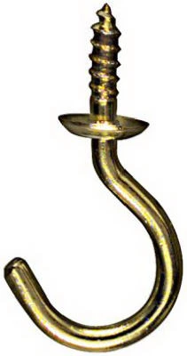 Cup Hook, Solid Brass, 3/4 In., 5-Pk.