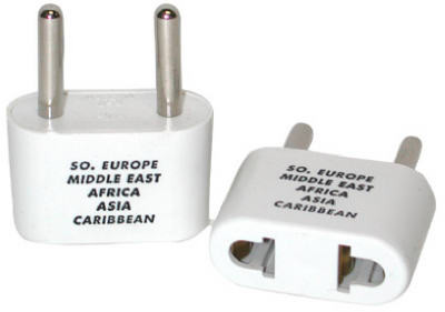 International Plug Adapter For Southern Europe, Middle East, Asia & Parts Of Africa And The Caribbean