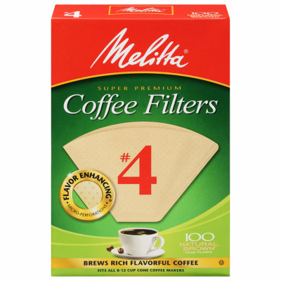 100-Count #4 Natural Brown Cone Coffee Filters