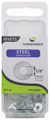 Steel Washers, 1/8 In. Dia., 40-Pk.