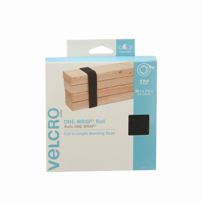 ONE-WRAP Fastening Roll, Black, 30 Ft. x 1.5 In.