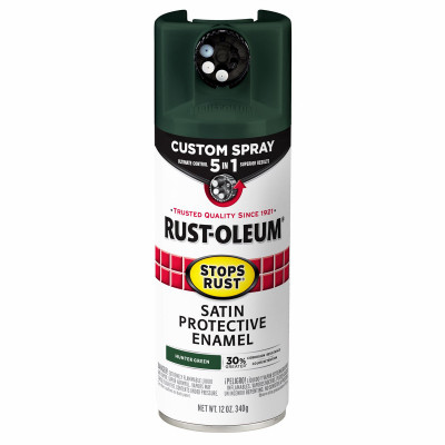 Stops Rust Custom Spray 5-in-1 Spray Paint, Satin Hunter Green, 12 oz.