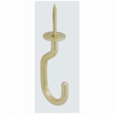 Modern Ceiling J Hook, Brushed Gold, 50-Lb. Load, 3-11/32 In.