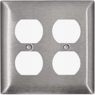 2-GANG SS REC WALLPLATE