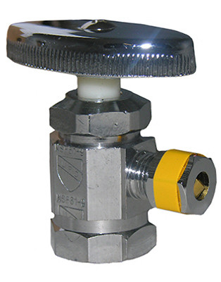 Pipe Fitting, Angle Valve, Chrome, Lead-Free, 1/2 FPT x 1/4 In. OD Compression Outlet