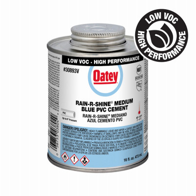 Rain-R-Shine Blue PVC Pipe Cement, Medium Bodied, 16 oz.