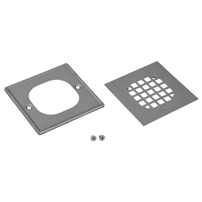 Shower Strainer With Ring, Polished Stainless Steel, Square