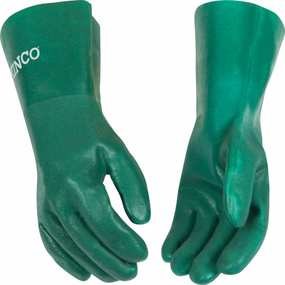 Fully Coated PVC Gloves, Sandy Finish, Green, Men's L
