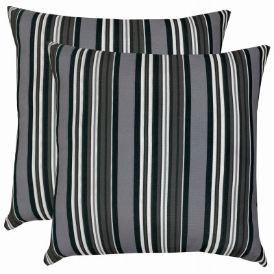 Patio Premiere Outdoor Toss Pillow, Gray/White Stripes, 16 x 16 x 4 In. (12 pieces)