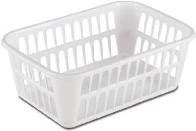 Storage Basket, White Plastic, 11-1/4 x 8 x 4-1/4-In.