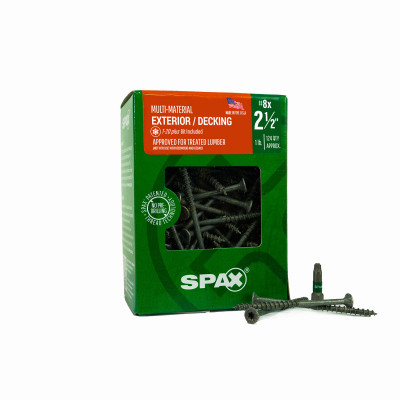 #8 x 2-1/2" Exterior Flat Head Wood Deck Screws  Construction Torx T-Star Plus (124 EA) 1 LB