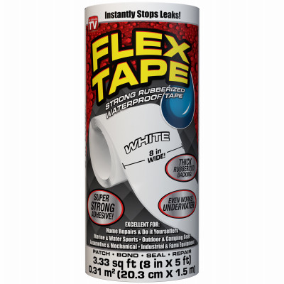 FLEX TAPE Waterproof Tape, White, 8-In. x 5-Ft.