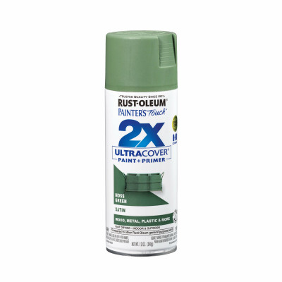 Painter's Touch 2X Spray Paint, Satin Moss Green, 12-oz.