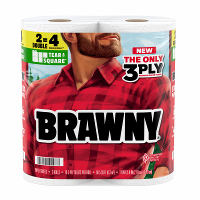 Brawny Tear-A-Square Paper Towel Roll, 3-Ply