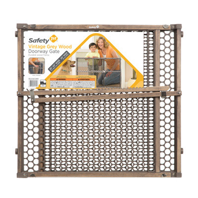 Wood Security Gate, Gray, 28-42 x 24-In.