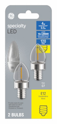 LED Night Light Bulbs, Candelabra Base, .5 Watt, 2-Pk.