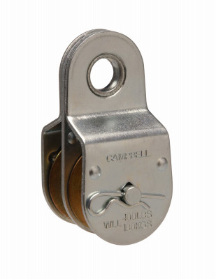 Pulley, Fixed Eye, Double Sheave, Heavy-Duty Steel, 1.5-In.