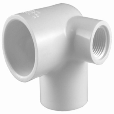 Schedule 40 Pipe Elbow, Side Inlet, Slip x Slip x FPT, White, 1/2 In.