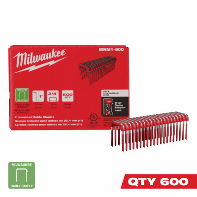 Collated Insulated Cable Staples, 1 x 3/4 In., 600-Ct.