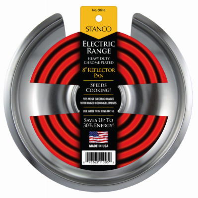 Electric Range Reflector Pan, Fixed-Element, Chrome, 8 In.