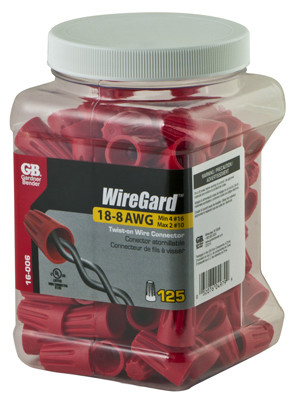 Wing-Gard Wire Connector, Twist-On, 18-12 AWG, Red, 125-Pk.