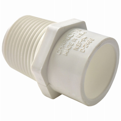 Schedule 40 PVC Reducer Male Adapter, 2 In. Slip x 1-1/2 In. MIP