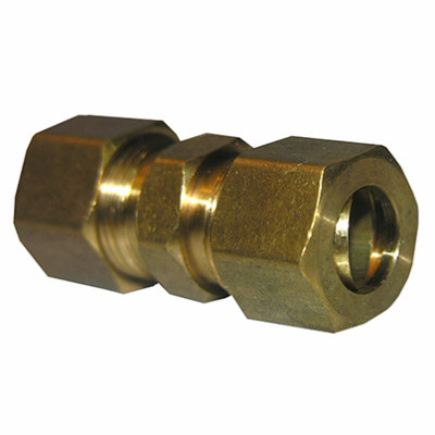 Pipe Fitting, Compression Union, Brass, 3/8 x 1/4 In.