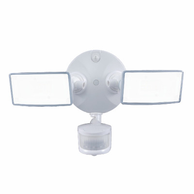 Halo Motion-Activated LED Floodlight, Squared Twin Fixture, Selectable Brightness, Aluminum, White