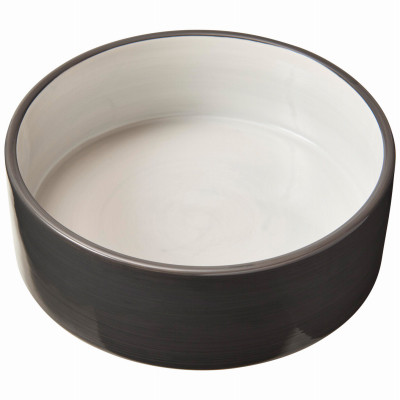 Ceramic Dog Bowl, 2-Tone Gray, 7 In.