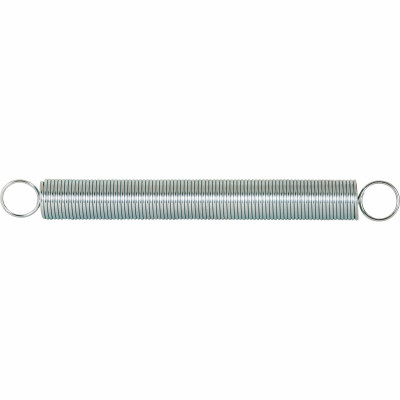 Extension Spring, Spring Steel Construction, Nickel-Plated Finish, 0.041 GA x 15/32 in. x 4-1/2 in., Closed Single Loop (2 Pack)