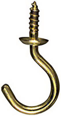 Cup Hook, Solid Brass, 1-1/2 In., 2-Pk.