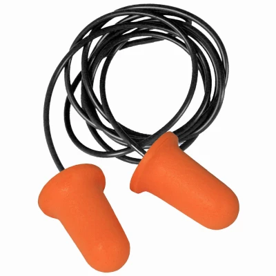 Disposable Foam Earplugs, Corded with Case, NRR 33dB, 2-Prs.